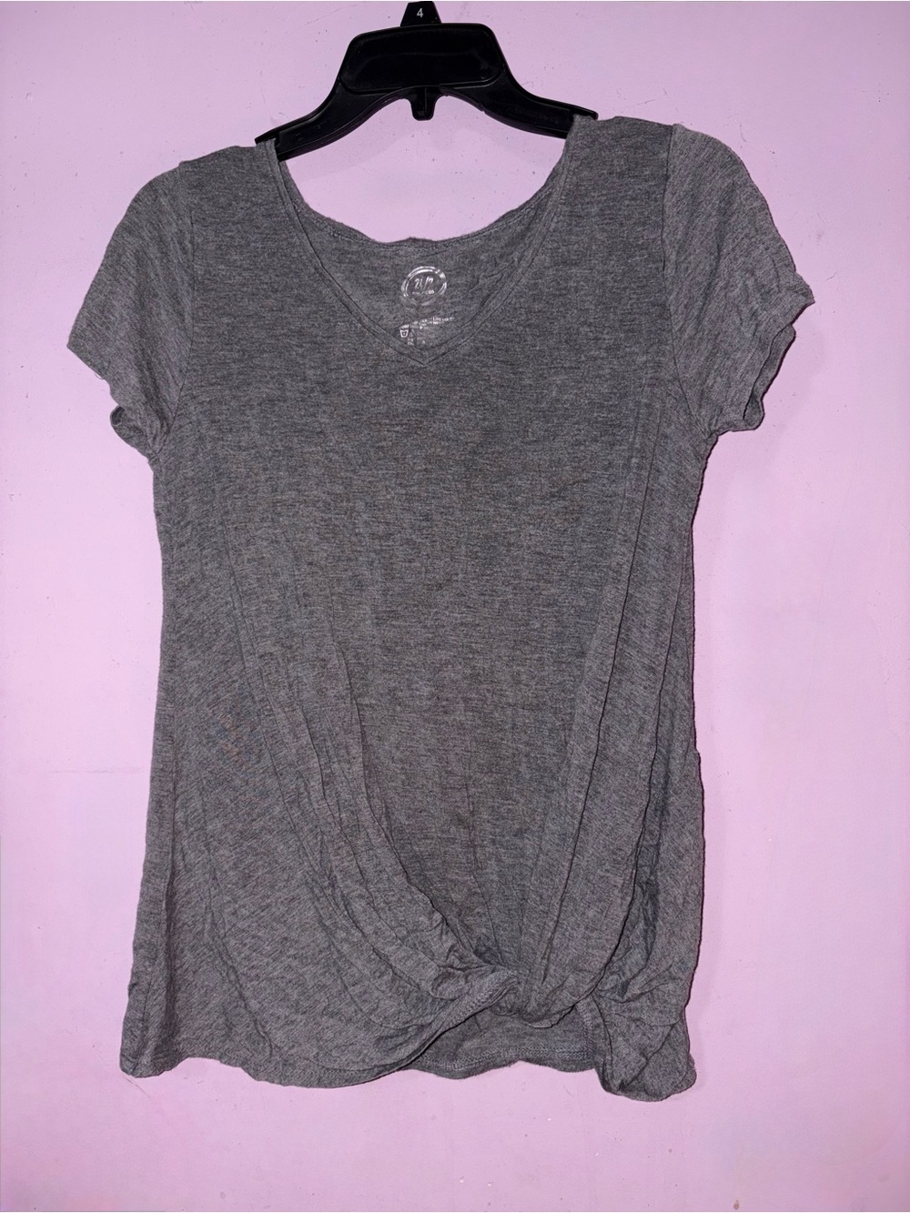 Maurices Gray Twist-Front Short Sleeve Tee